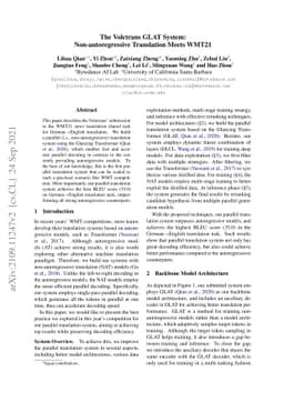 The Volctrans GLAT System: Non-autoregressive Translation Meets WMT21