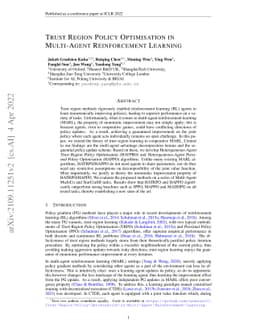 Trust Region Policy Optimisation in Multi-Agent Reinforcement Learning