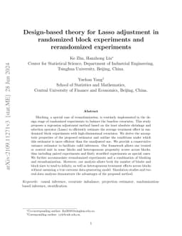 Design-based theory for Lasso adjustment in randomized block experiments
  and rerandomized experiments