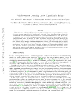 Reinforcement Learning Under Algorithmic Triage