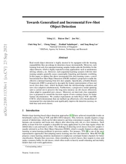 Towards Generalized and Incremental Few-Shot Object Detection