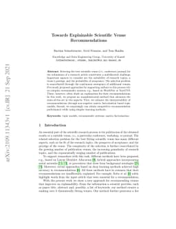 Towards Explainable Scientific Venue Recommendations