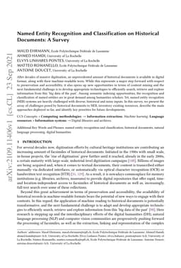 Named Entity Recognition and Classification on Historical Documents: A
  Survey