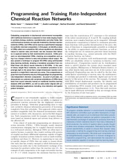 Programming and Training Rate-Independent Chemical Reaction Networks