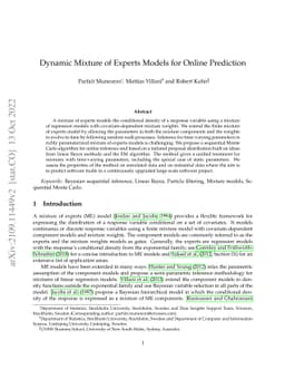 Dynamic Mixture of Experts Models for Online Prediction