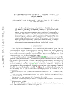 Multidimensional Scaling: Approximation and Complexity