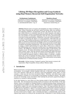 Lifelong 3D Object Recognition and Grasp Synthesis Using Dual Memory
  Recurrent Self-Organization Networks