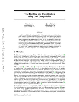 Text Ranking and Classification using Data Compression