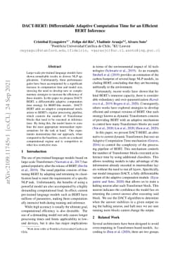 DACT-BERT: Differentiable Adaptive Computation Time for an Efficient
  BERT Inference