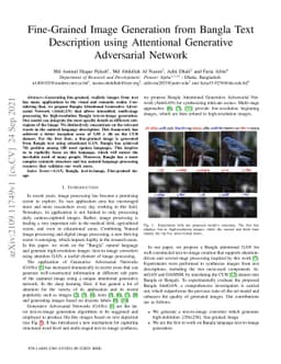 Fine-Grained Image Generation from Bangla Text Description using
  Attentional Generative Adversarial Network
