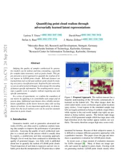 Quantifying point cloud realism through adversarially learned latent
  representations