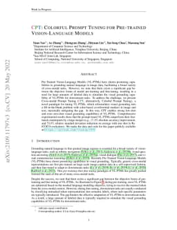 CPT: Colorful Prompt Tuning for Pre-trained Vision-Language Models