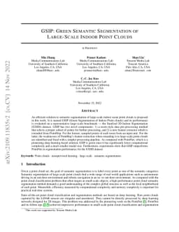 GSIP: Green Semantic Segmentation of Large-Scale Indoor Point Clouds