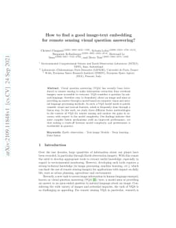 How to find a good image-text embedding for remote sensing visual
  question answering?