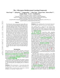 The $f$-Divergence Reinforcement Learning Framework