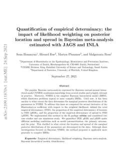 Quantification of empirical determinacy: the impact of likelihood
  weighting on posterior location and spread in Bayesian meta-analysis
  estimated with JAGS and INLA