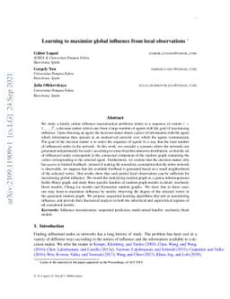 Learning to maximize global influence from local observations