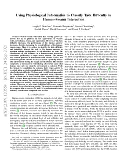 Using Physiological Information to Classify Task Difficulty in
  Human-Swarm Interaction