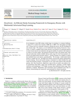 DeepStroke: An Efficient Stroke Screening Framework for Emergency Rooms
  with Multimodal Adversarial Deep Learning