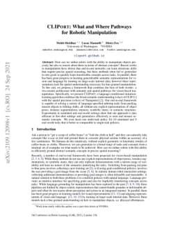 CLIPort: What and Where Pathways for Robotic Manipulation