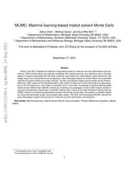 MLIMC: Machine learning-based implicit-solvent Monte Carlo
