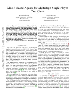 MCTS Based Agents for Multistage Single-Player Card Game