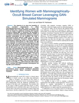 Identifying Women with Mammographically-Occult Breast Cancer Leveraging
  GAN-Simulated Mammograms