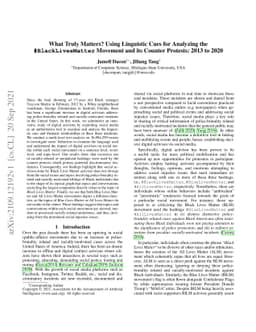 What Truly Matters? Using Linguistic Cues for Analyzing the
  #BlackLivesMatter Movement and its Counter Protests: 2013 to 2020