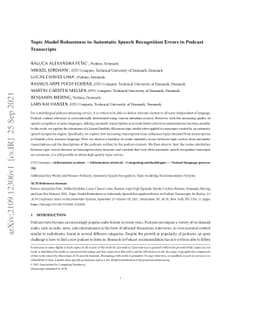 Topic Model Robustness to Automatic Speech Recognition Errors in Podcast
  Transcripts