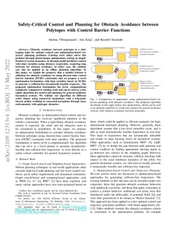 Safety-Critical Control and Planning for Obstacle Avoidance between
  Polytopes with Control Barrier Functions