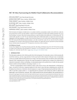 MC$^2$-SF: Slow-Fast Learning for Mobile-Cloud Collaborative
  Recommendation