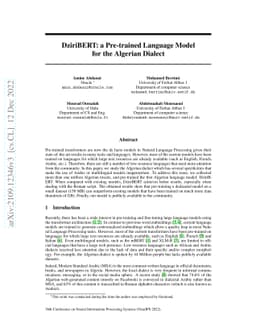 DziriBERT: a Pre-trained Language Model for the Algerian Dialect