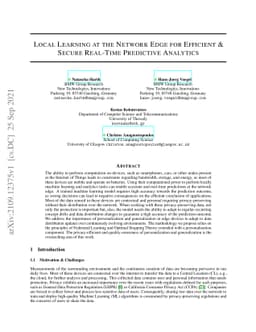 Local Learning at the Network Edge for Efficient & Secure Real-Time
  Predictive Analytics