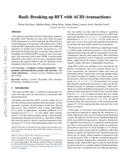 Basil: Breaking up BFT with ACID (transactions)