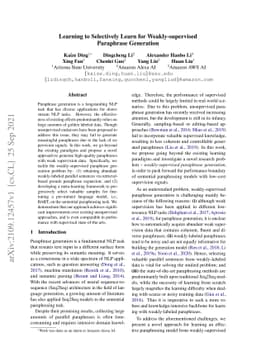 Learning to Selectively Learn for Weakly-supervised Paraphrase
  Generation