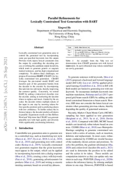 Parallel Refinements for Lexically Constrained Text Generation with BART