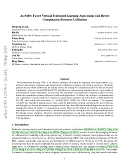 AsySQN: Faster Vertical Federated Learning Algorithms with Better
  Computation Resource Utilization