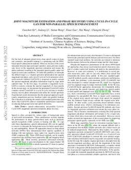 Joint magnitude estimation and phase recovery using Cycle-in-Cycle GAN
  for non-parallel speech enhancement