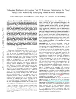Embedded Hardware Appropriate Fast 3D Trajectory Optimization for Fixed
  Wing Aerial Vehicles by Leveraging Hidden Convex Structures