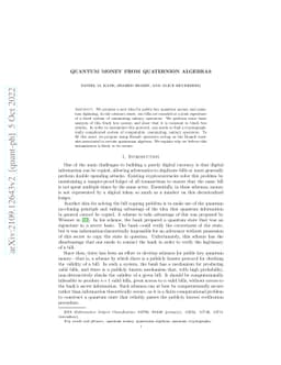 Quantum Money from Quaternion Algebras