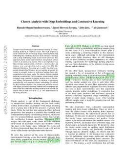 Cluster Analysis with Deep Embeddings and Contrastive Learning