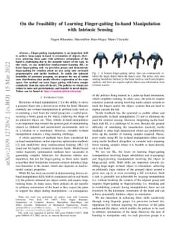 On the Feasibility of Learning Finger-gaiting In-hand Manipulation with
  Intrinsic Sensing