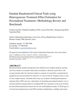 Heterogeneous Treatment Effect Estimation using machine learning for
  Healthcare application: tutorial and benchmark
