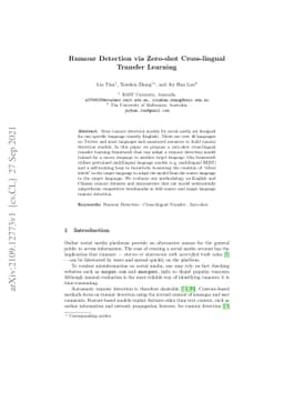 Rumour Detection via Zero-shot Cross-lingual Transfer Learning