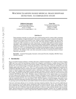 Machine Learning based Medical Image Deepfake Detection: A Comparative
  Study
