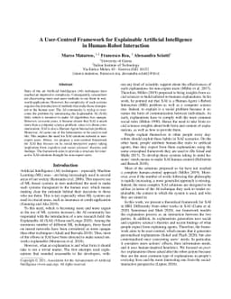 A User-Centred Framework for Explainable Artificial Intelligence in
  Human-Robot Interaction
