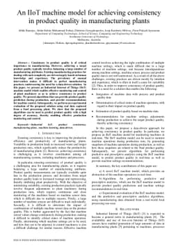 An IIoT machine model for achieving consistency in product quality in
  manufacturing plants