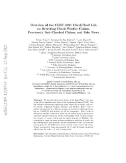 Overview of the CLEF--2021 CheckThat! Lab on Detecting Check-Worthy
  Claims, Previously Fact-Checked Claims, and Fake News