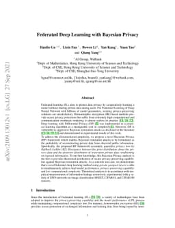 Federated Deep Learning with Bayesian Privacy