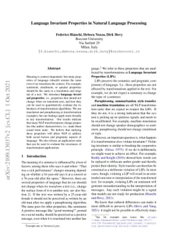 Language Invariant Properties in Natural Language Processing